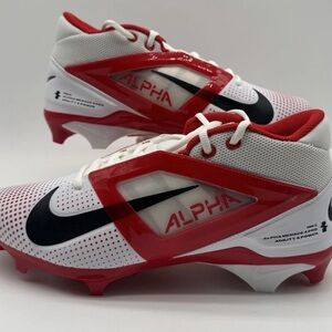 New Nike Alpha Menace 4 Pro Football Cleats White Red FZ7702-100 Men's Size 15